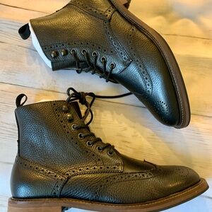 Banana Republic Black Leather Brogue Wingtip Boots